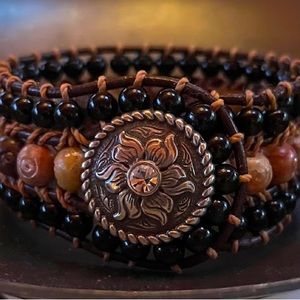 Custom made bead and leather bracelets